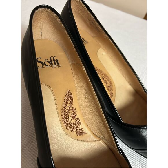 Sofft Kensington Pumps Suede Patent Leather Black Flower Detail 8.5 - Picture 3 of 7